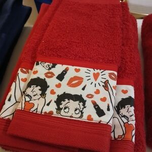 Red Cartoon Character Bath Towel Set